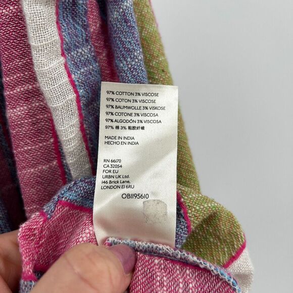 ANTHROPOLOGIE Blue Pink Green Striped Cotton Sleeveless Boho Tank Top Size XS - Picture 6 of 6